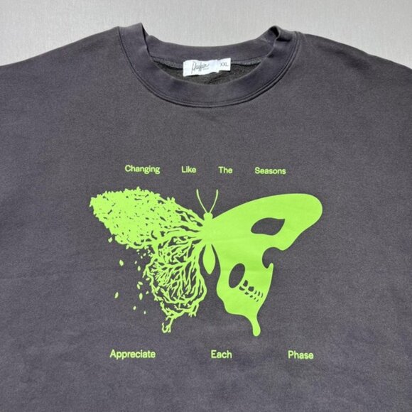 The Mayfair Group Rory Kramer Sweatshirt Mens 2XL Gray Butterfly Skull Crewneck - Picture 4 of 15
